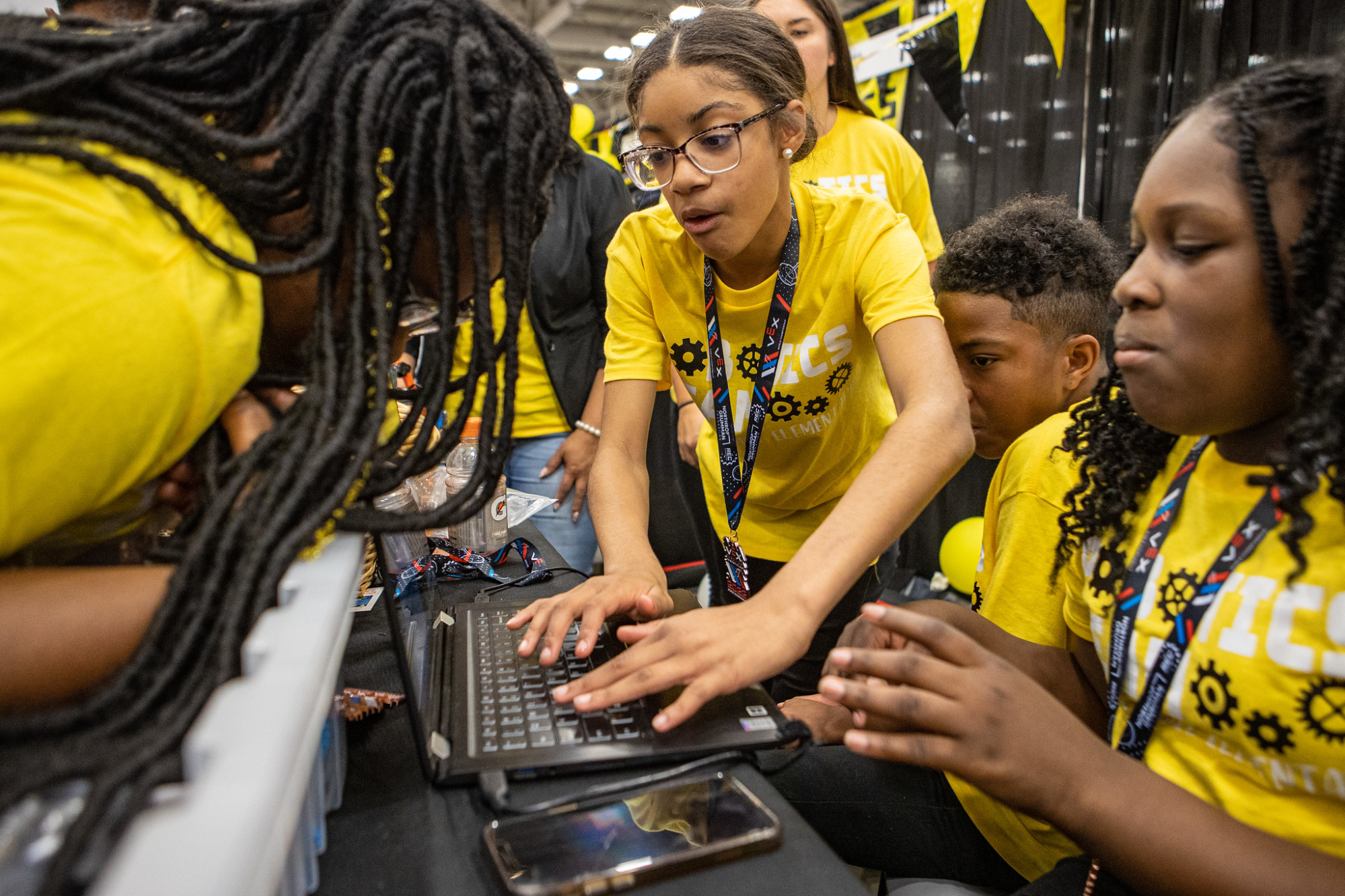 Group of students coding
